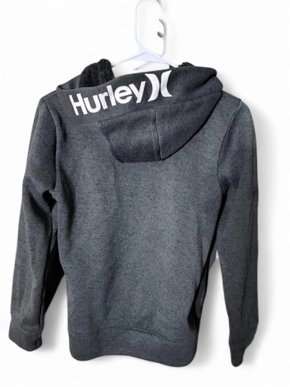 Hurley Kids Charcoal Zip-Up Hoodie with Sherpa Hood size L